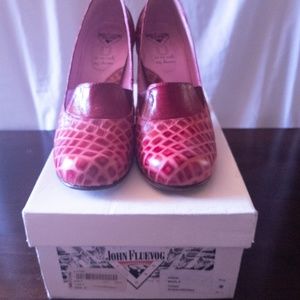 John Fluevog "Marla" Chunky Loafer Heels - Red